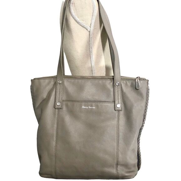 Tommy Bahama Leather Bag/Tote Grey - Picture 1 of 9